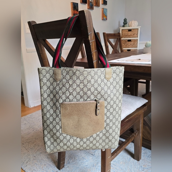 Gucci Handbags - GUCCI Authentic Web Sherry Line GG Shoulder Tote Bag PVC Leather Monogram